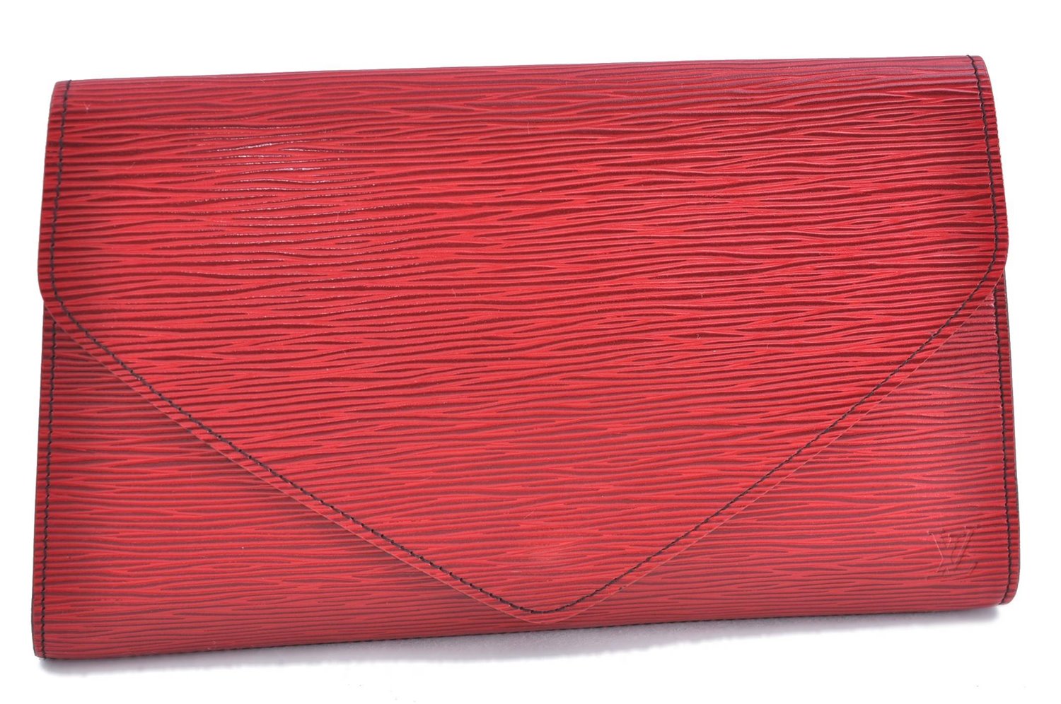 Authentic Louis Vuitton Epi Arts Deco Clutch Bag Red M52637 LV H8850