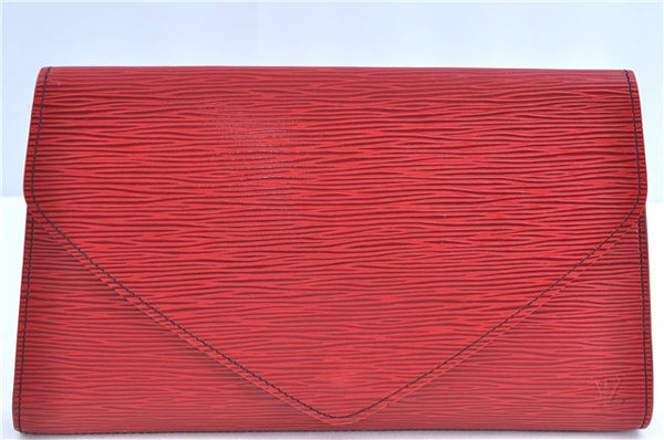 Authentic Louis Vuitton Epi Arts Deco Clutch Bag Red M52637 LV H8850