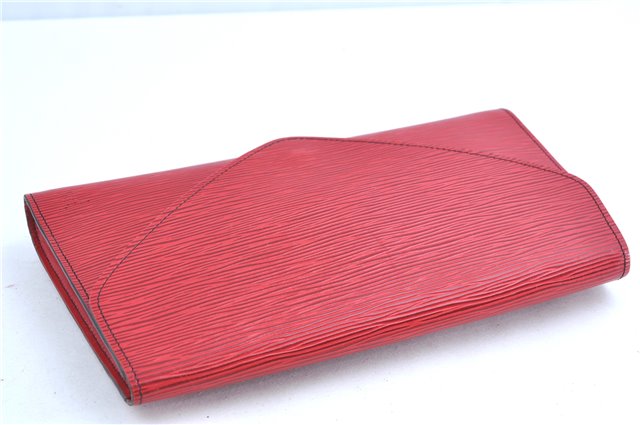 Authentic Louis Vuitton Epi Arts Deco Clutch Bag Red M52637 LV H8850