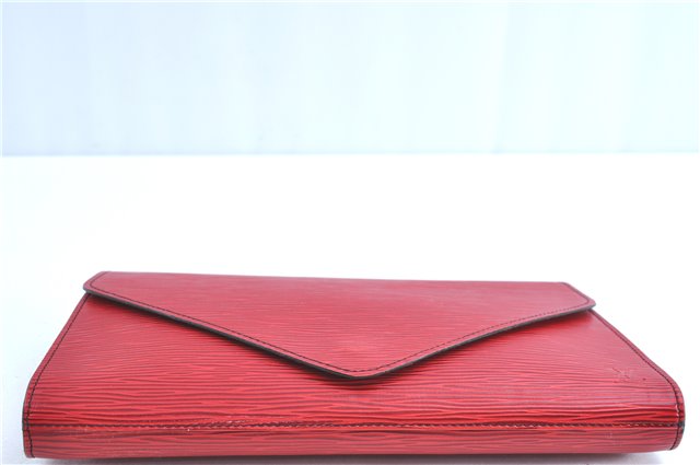 Authentic Louis Vuitton Epi Arts Deco Clutch Bag Red M52637 LV H8850