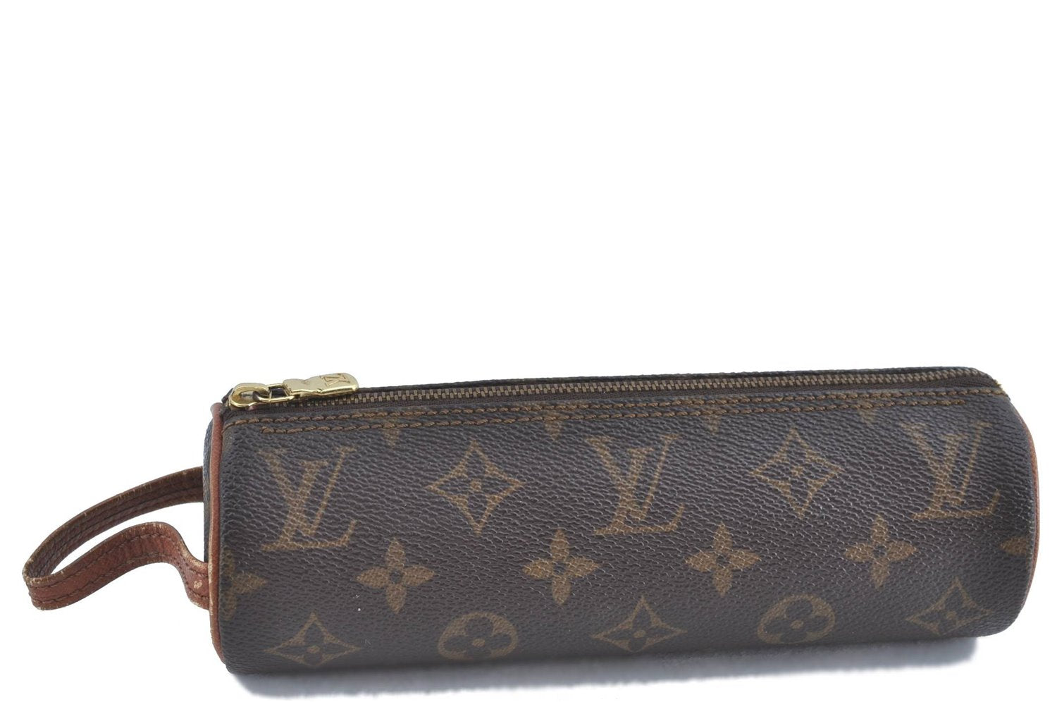 Authentic Louis Vuitton Monogram Trousse Ronde Pen Case Pouch M47630 LV H8864