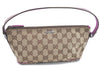 Authentic GUCCI Hand Bag Pouch Purse GG Canvas Leather 141809 Brown H8865