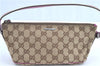 Authentic GUCCI Hand Bag Pouch Purse GG Canvas Leather 141809 Brown H8865