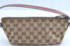 Authentic GUCCI Hand Bag Pouch Purse GG Canvas Leather 141809 Brown H8865