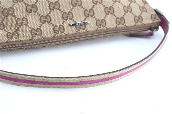 Authentic GUCCI Hand Bag Pouch Purse GG Canvas Leather 141809 Brown H8865