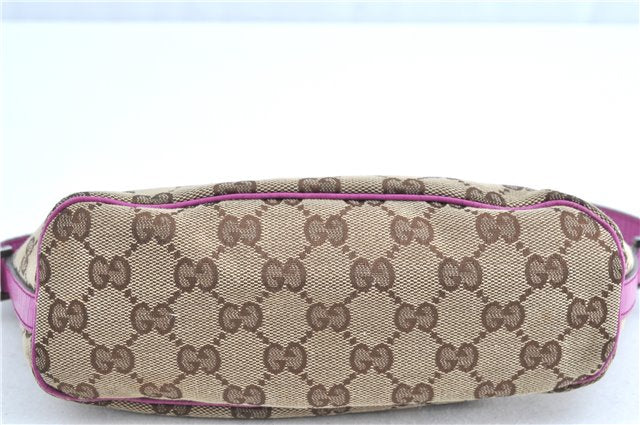 Authentic GUCCI Hand Bag Pouch Purse GG Canvas Leather 141809 Brown H8865