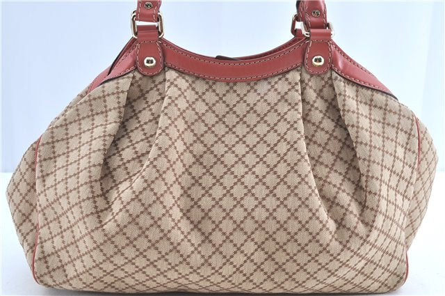 Auth GUCCI Diamante Sukey Hand Tote Bag Canvas Leather 211944 Beige Pink H8872