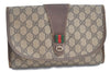 Auth GUCCI Web Sherry Line Clutch Hand Bag Purse GG PVC Leather Brown Junk H8874