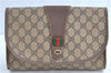 Auth GUCCI Web Sherry Line Clutch Hand Bag Purse GG PVC Leather Brown Junk H8874