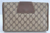 Auth GUCCI Web Sherry Line Clutch Hand Bag Purse GG PVC Leather Brown Junk H8874