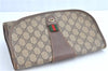 Auth GUCCI Web Sherry Line Clutch Hand Bag Purse GG PVC Leather Brown Junk H8874