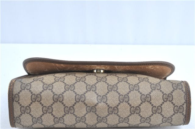 Auth GUCCI Web Sherry Line Clutch Hand Bag Purse GG PVC Leather Brown Junk H8874