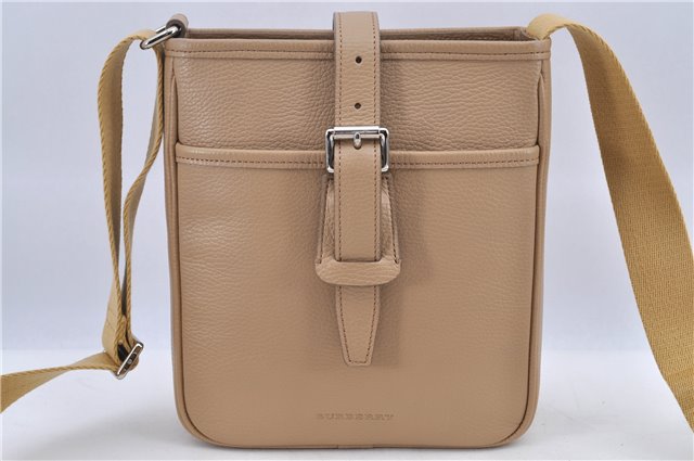 Authentic BURBERRY Vintage Leather Shoulder Cross Body Bag Beige H8880