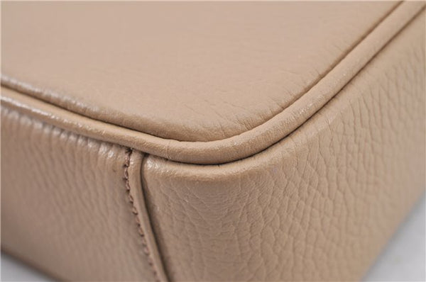 Authentic BURBERRY Vintage Leather Shoulder Cross Body Bag Beige H8880