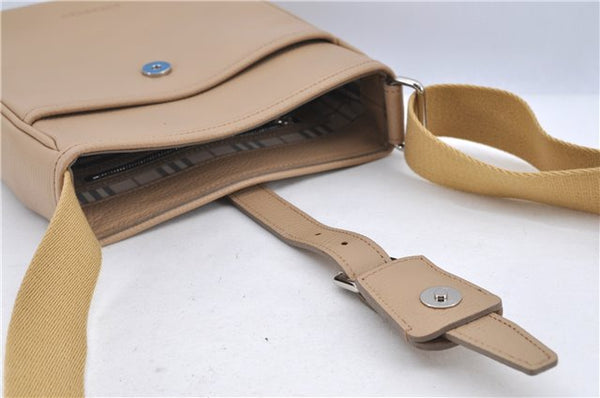 Authentic BURBERRY Vintage Leather Shoulder Cross Body Bag Beige H8880