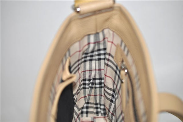 Authentic BURBERRY Vintage Leather Shoulder Cross Body Bag Beige H8880