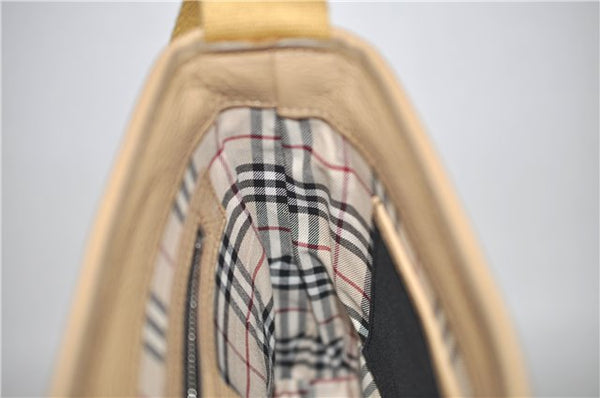 Authentic BURBERRY Vintage Leather Shoulder Cross Body Bag Beige H8880