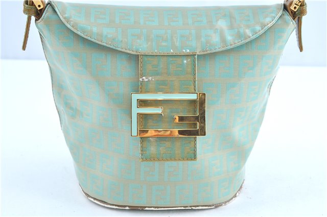 Authentic FENDI Zucchino Shoulder Hand Bag PVC Leather Light Blue H8881