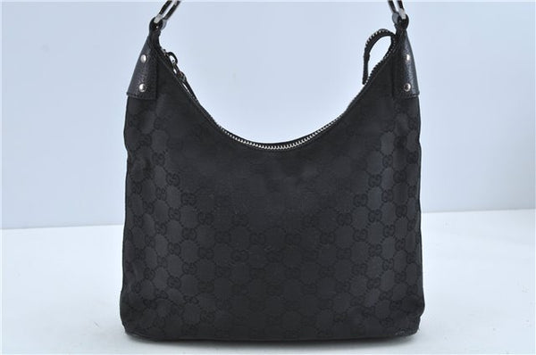 Authentic GUCCI Shoulder Bag GG Canvas Leather 115003 Black H8885