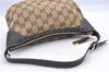 Auth GUCCI Web Sherry Line Hand Bag Pouch GG Canvas Leather 224093 Brown H8888