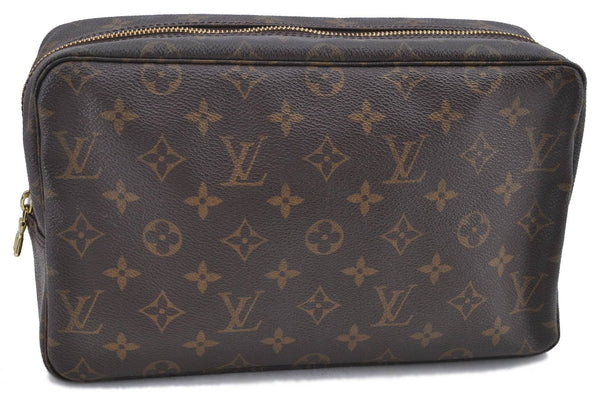 Auth Louis Vuitton Monogram Trousse Toilette 28 Clutch Hand Bag M47522 LV H8903