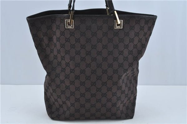 Authentic GUCCI Shoulder Tote Bag GG Canvas Leather 0021098 Black H8904