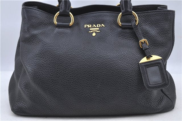 Authentic PRADA Leather 2Way Shoulder Cross Body Hand Bag Black H8926