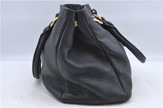 Authentic PRADA Leather 2Way Shoulder Cross Body Hand Bag Black H8926