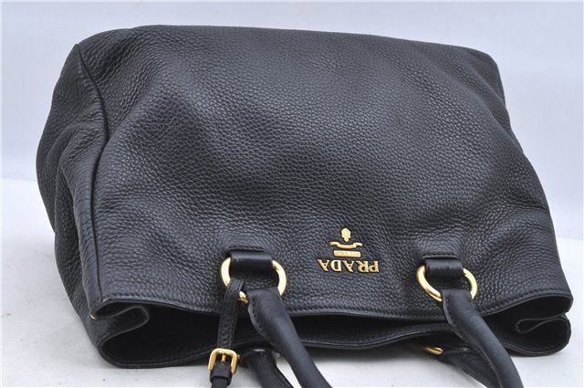 Authentic PRADA Leather 2Way Shoulder Cross Body Hand Bag Black H8926