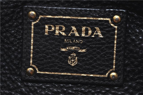 Authentic PRADA Leather 2Way Shoulder Cross Body Hand Bag Black H8926