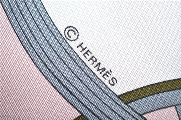 Authentic HERMES Carre 90 Scarf "Springs" Silk Pink Gray H8929