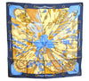 Authentic HERMES Carre 90 Scarf "Soleil de Soie" Silk Navy Blue Box H8931