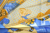 Authentic HERMES Carre 90 Scarf "Soleil de Soie" Silk Navy Blue Box H8931