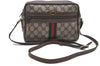 Auth GUCCI Web Sherry Line Shoulder Cross Bag GG PVC Leather Brown Junk H8932