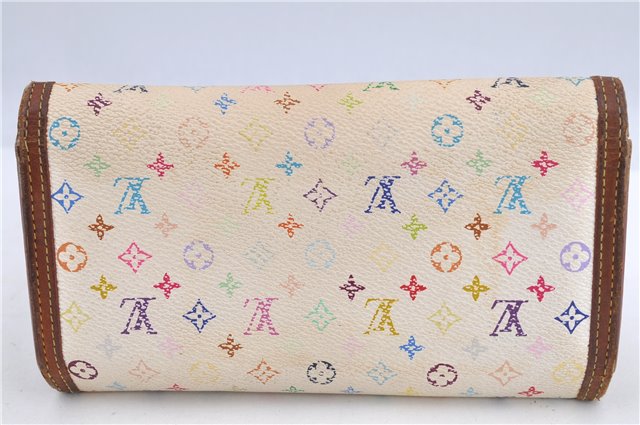 Louis Vuitton Monogram Multicolor Portefeuille International Wallet White H8933