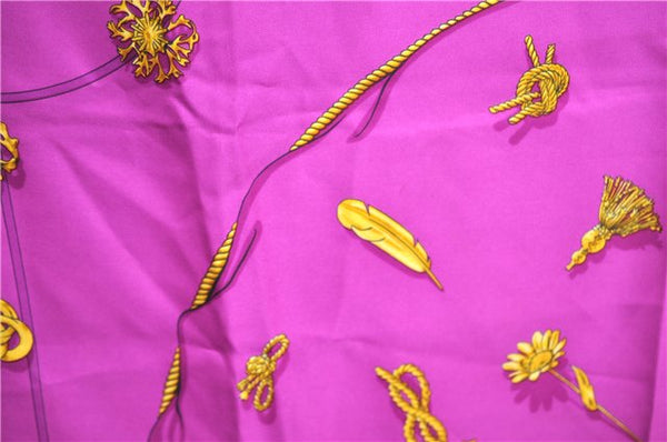 Authentic HERMES Carre 90 Scarf "Clip" Silk Purple H8935