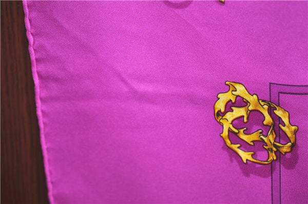 Authentic HERMES Carre 90 Scarf "Clip" Silk Purple H8935