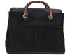 Authentic GUCCI Bamboo Hand Bag Suede Leather Black H8937