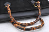 Authentic GUCCI Bamboo Hand Bag Suede Leather Black H8937