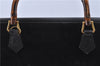 Authentic GUCCI Bamboo Hand Bag Suede Leather Black H8937