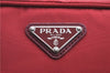 Authentic PRADA Nylon Leather Shoulder Tote Bag Red H8938