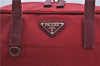 Authentic PRADA Nylon Leather Shoulder Tote Bag Red H8938