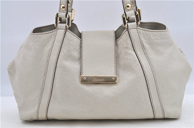 Authentic GUCCI Micro GG Guccissima Leather Shoulder Bag 211937 White H8942