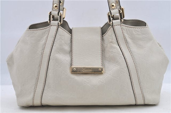 Authentic GUCCI Micro GG Guccissima Leather Shoulder Bag 211937 White H8942