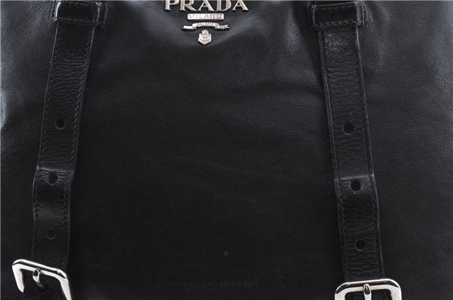 Authentic PRADA Leather Shoulder Bag Purse Black H8944