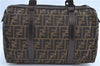 Authentic FENDI Zucca Hand Boston Bag Canvas Leather Brown H8974