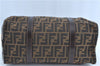 Authentic FENDI Zucca Hand Boston Bag Canvas Leather Brown H8974