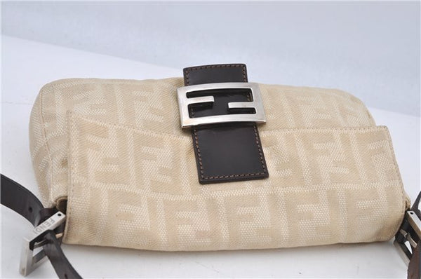 Auth FENDI Zucca Mamma Baguette Shoulder Hand Bag Canvas Leather Ivory H8981