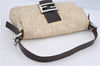 Auth FENDI Zucca Mamma Baguette Shoulder Hand Bag Canvas Leather Ivory H8981