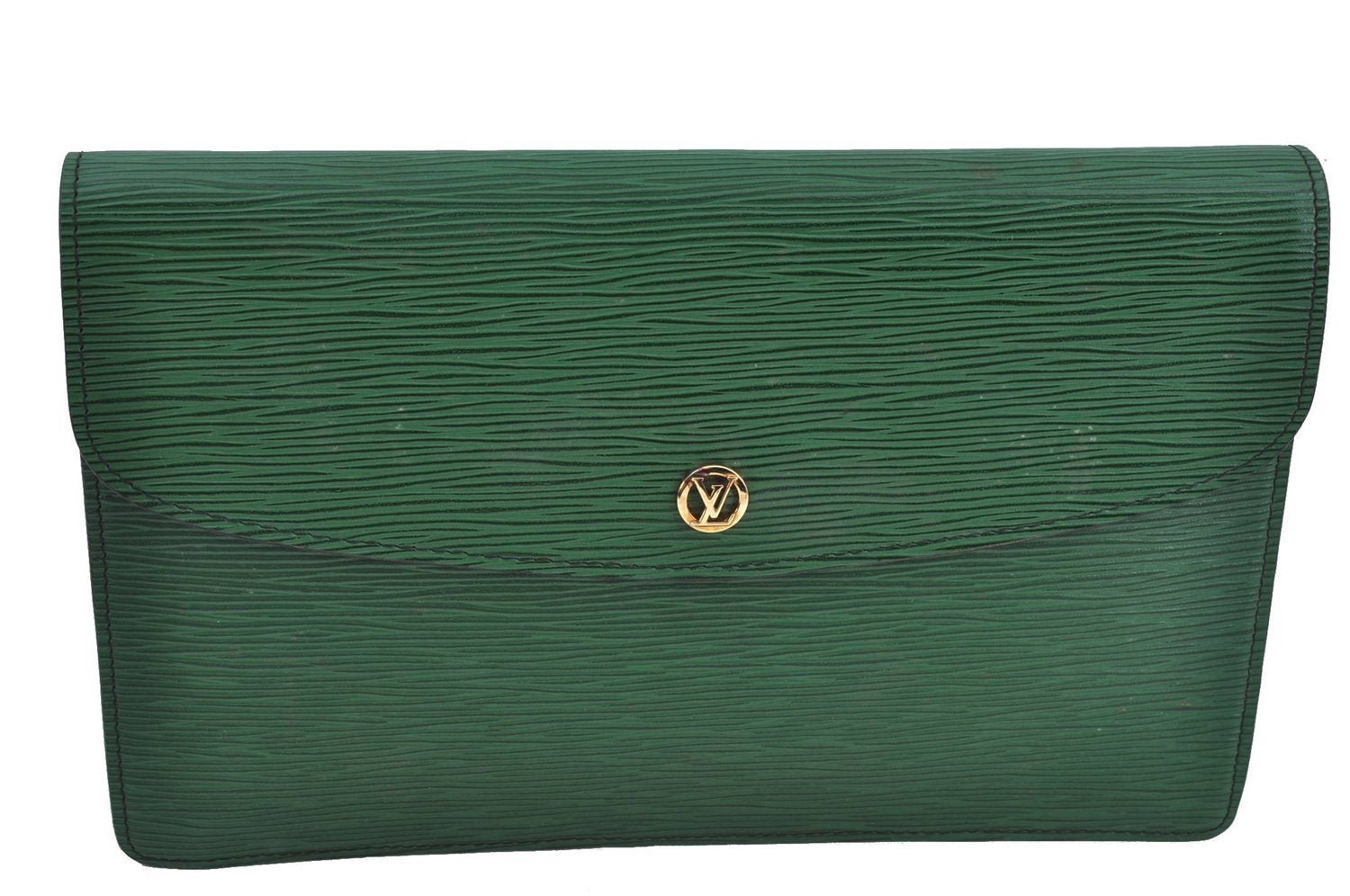 Authentic Louis Vuitton Epi Montaigne 27 Clutch Bag Green M52654 LV H8990